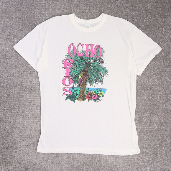 Vintage Other - VTG 80s Ocho Rio Jamaica Beach Palm Tree 2XL White Short Sleeve T-Shirt